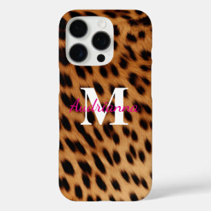 Leopard Animal Print Monogram iPhone 16 Pro Hoesje