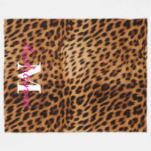 Leopard Animal Print Monogram Fleece Deken (Voorkant (Horizontaal))
