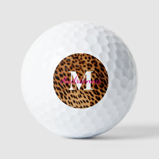 Leopard Animal Print Monogram Golfballen (Voorkant)