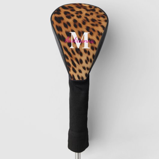 Leopard Animal Print Monogram Golfheadcover (Voorkant)