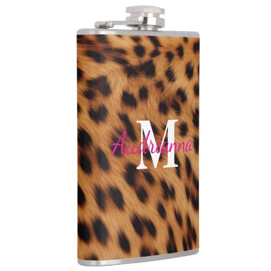 Leopard Animal Print Monogram Heupfles (Rechts)