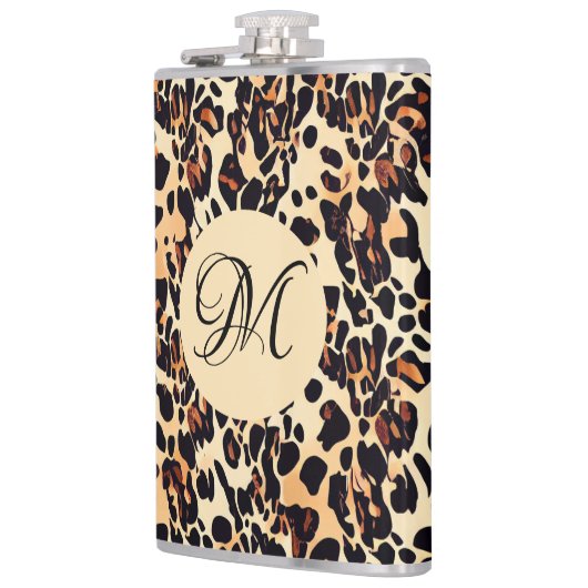 Leopard Animal Print Monogram Kolf Heupfles (Links)