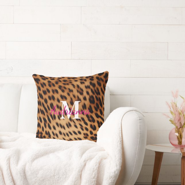 Leopard Animal Print Monogram Kussen (Bank)