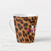 Leopard Animal Print Monogram Latte Mok (Linkerhoek)