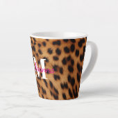Leopard Animal Print Monogram Latte Mok (Rechterhoek)