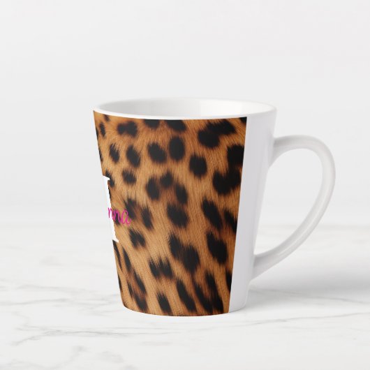 Leopard Animal Print Monogram Latte Mok (Rechts)