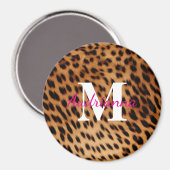 Leopard Animal Print Monogram Magneet (Voorkant / Achterkant)
