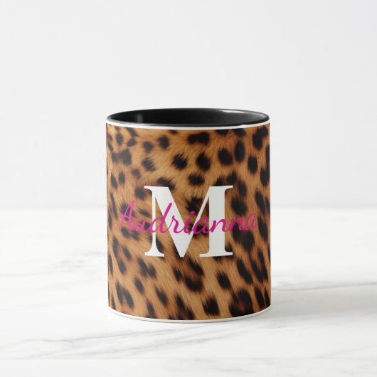 Leopard Animal Print Monogram Mok (Midden)