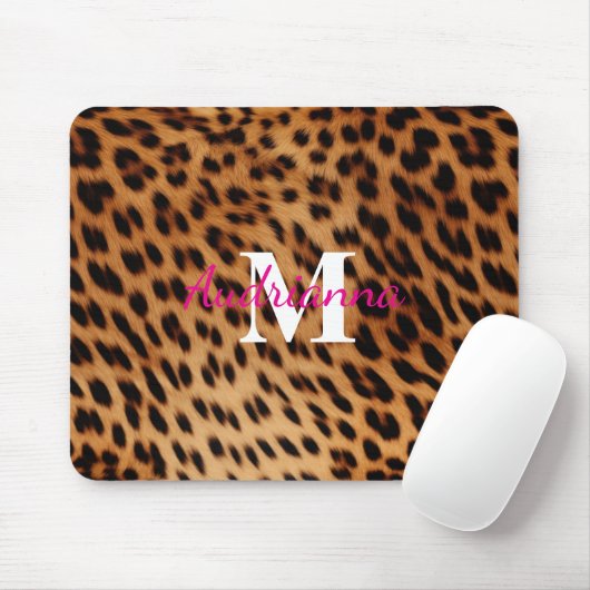 Leopard Animal Print Monogram Muismat (Met muis)