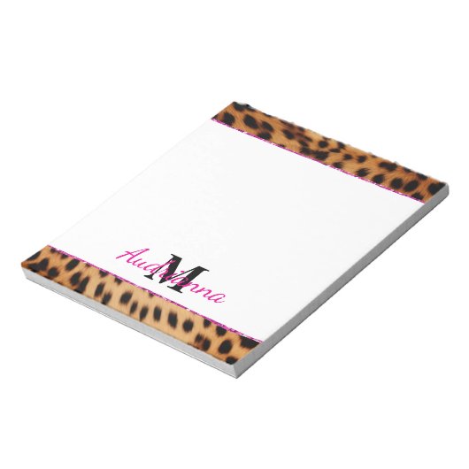 Leopard Animal Print Monogram Notitieblok (Linkerzijde)