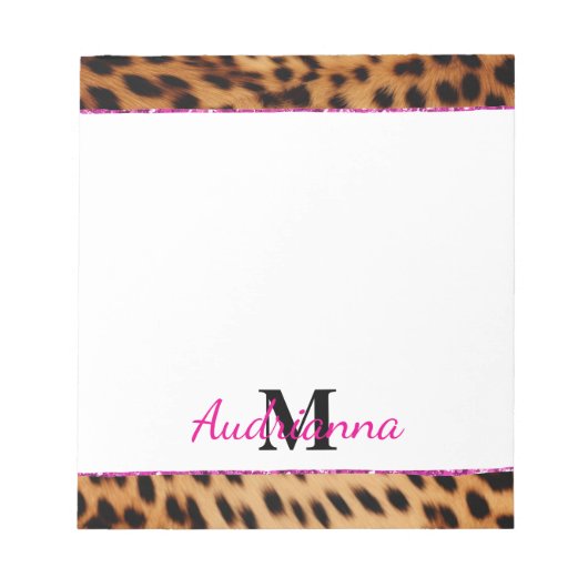 Leopard Animal Print Monogram Notitieblok (Voorkant)
