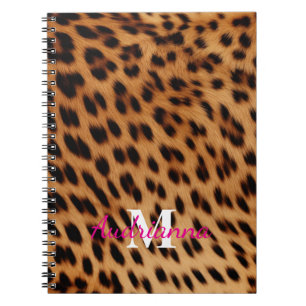 Leopard Animal Print Monogram Notitieboek