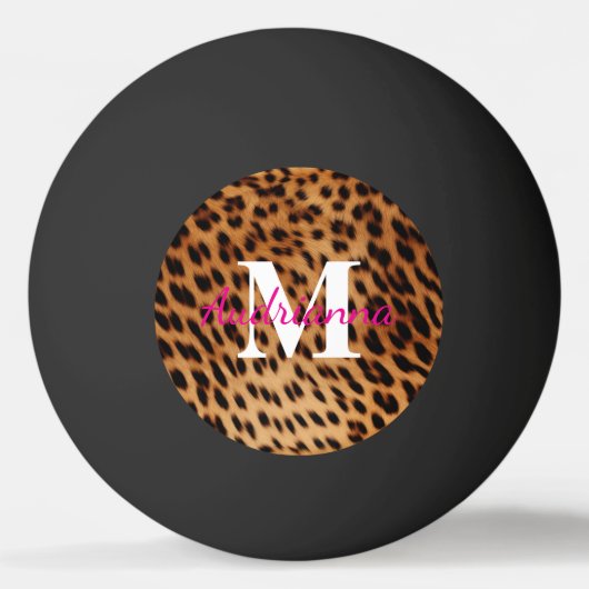 Leopard Animal Print Monogram Pingpongbal (Voorkant)