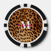Leopard Animal Print Monogram Poker Chips (Voorkant)