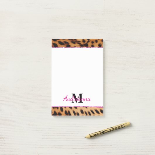 Leopard Animal Print Monogram Post-it® Notes (Op bureau)