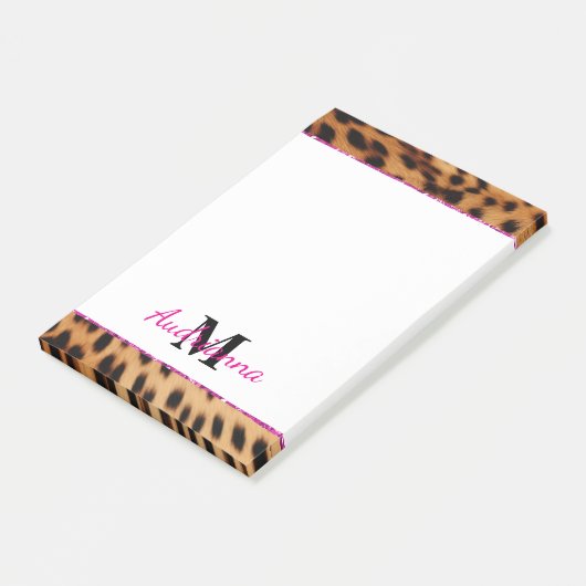 Leopard Animal Print Monogram Post-it® Notes (Schuin)