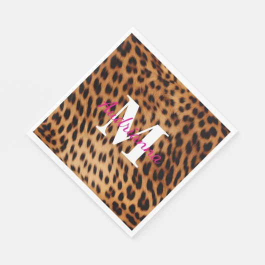 Leopard Animal Print Monogram Servet (Hoek)
