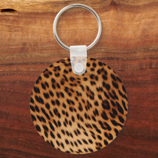 Leopard Animal Print Monogram Sleutelhanger (Achterkant)