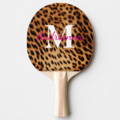 Leopard Animal Print Monogram Tafeltennisbatje (Voorkant)