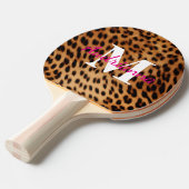 Leopard Animal Print Monogram Tafeltennisbatje (Voorkant Gekanteld)