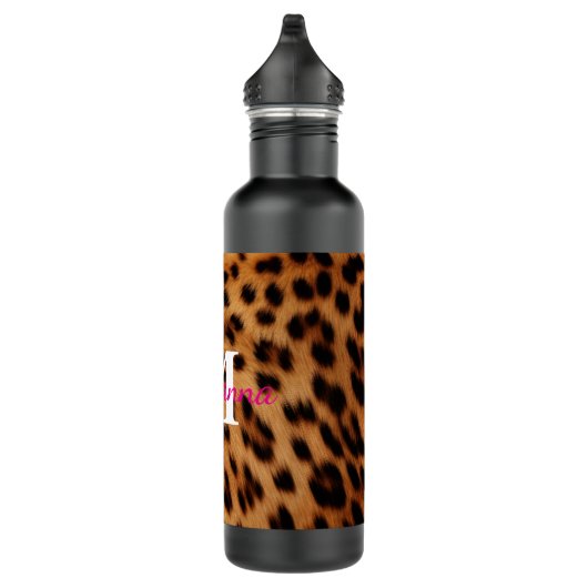 Leopard Animal Print Monogram Waterfles (Rechts)