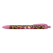 Leopard Animal Print Monogram Zwarte Inkt Pen (Bovenkant)