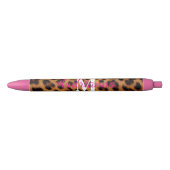 Leopard Animal Print Monogram Zwarte Inkt Pen (Voorkant)