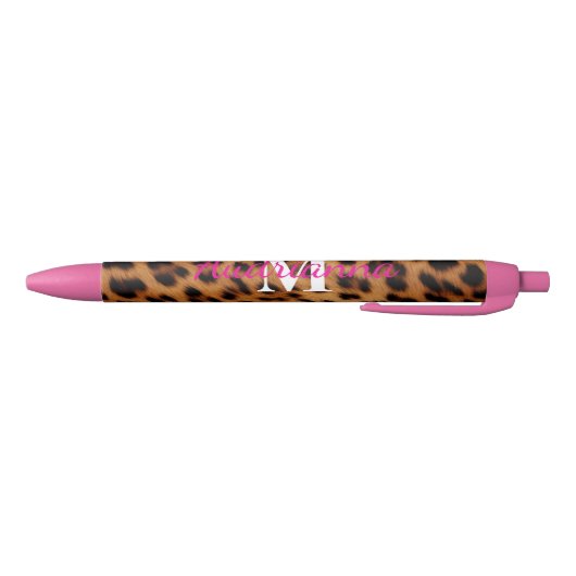 Leopard Animal Print Monogram Zwarte Inkt Pen (Bodem)