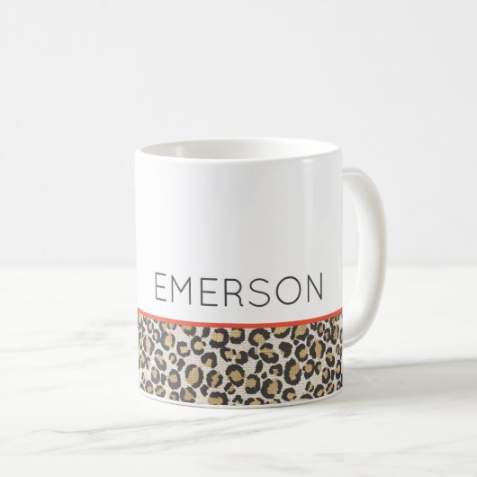 Leopard Animal Print Neutrale Chic NAAM Koffiemok (Voorkant rechts)