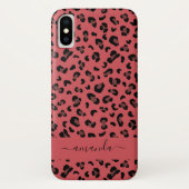 Leopard Animal Print Pattern in Roze Black Hoesje- Case-Mate iPhone Case (Achterkant)