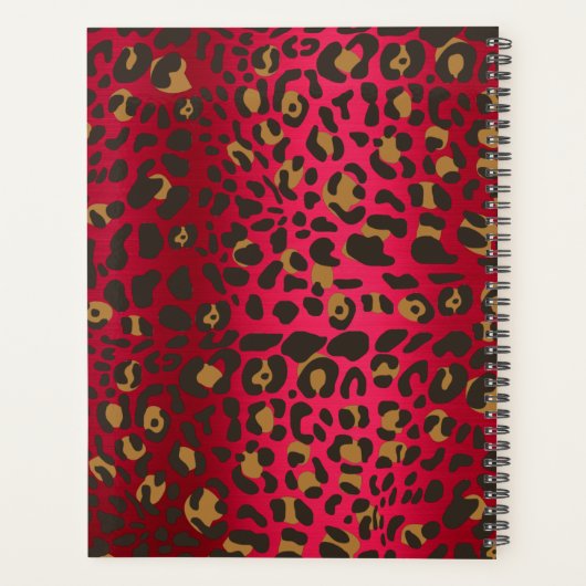 Leopard Animal Print Red Burgundy Metallic Planner (Achterkant)