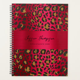 Leopard Animal Print Red Burgundy Metallic Planner