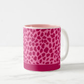Leopard Animal Print Retro Roze y2k Esthetische na Tweekleurige Koffiemok (Voorkant rechts)