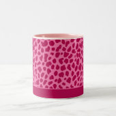 Leopard Animal Print Retro Roze y2k Esthetische na Tweekleurige Koffiemok (Center)