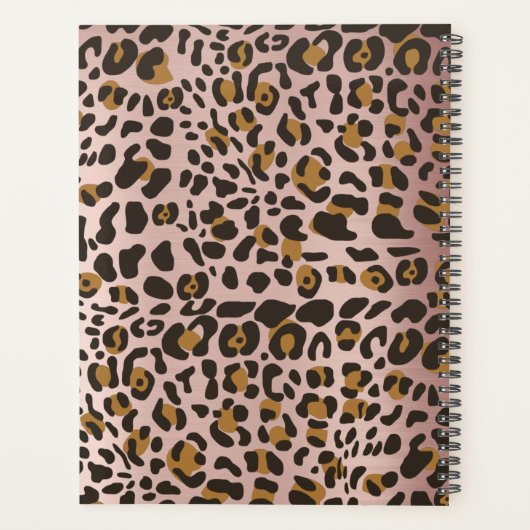 Leopard Animal Print Roos Gold Patroon Planner (Achterkant)