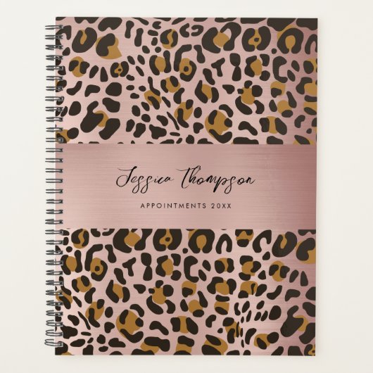 Leopard Animal Print Roos Gold Patroon Planner (Voorkant)