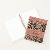 Leopard Animal Print Roos Gold Pink Glitter Driver Notitieboek (Binnen)