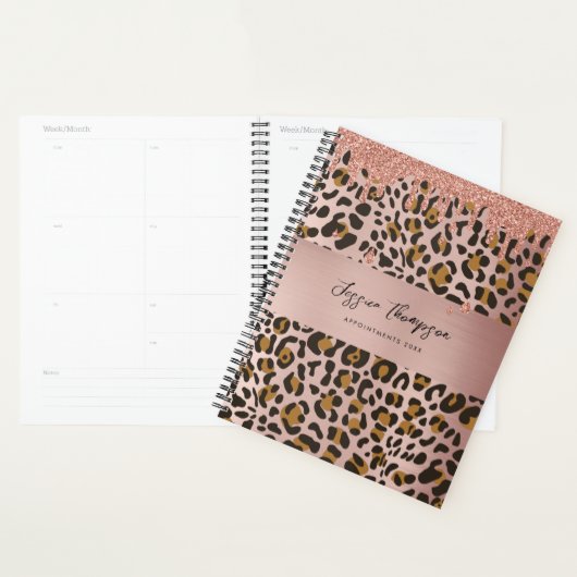 Leopard Animal Print Roos Gold Pink Glitter Driver Planner (Display)