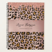 Leopard Animal Print Roos Gold Pink Glitter Driver Planner (Voorkant)