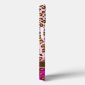 Leopard animal print roze monogram draagtas Case-Mate iPhone case (Achterkant / Rechts)