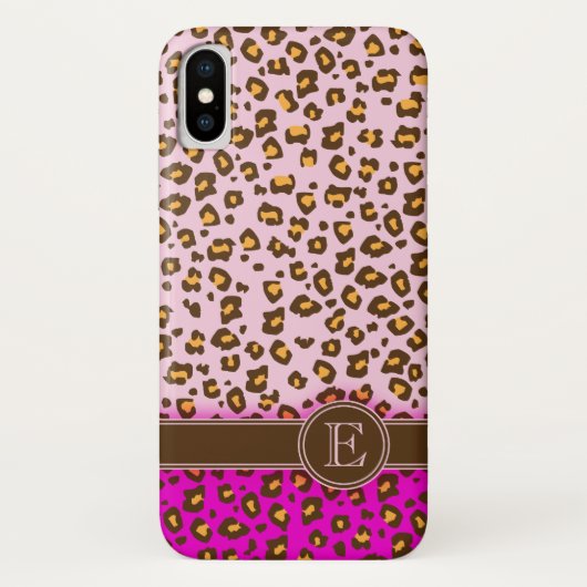 Leopard animal print roze monogram draagtas Case-Mate iPhone case (Achterkant)