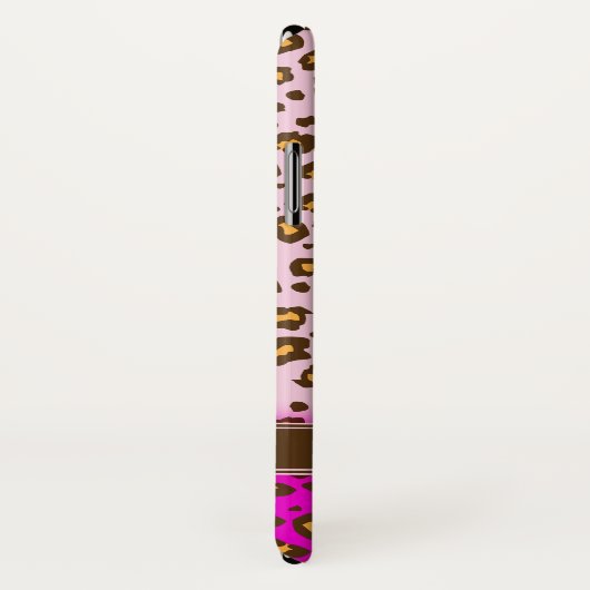 Leopard animal print roze monogram draagtas Case-Mate iPhone case (Achterkant / rechts)