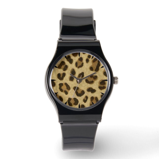 Leopard Animal Print Skin Patroon Horloge (Voorkant)