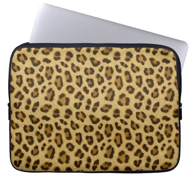 Leopard Animal Print Skin Patroon Laptop Sleeve (Voorkant)