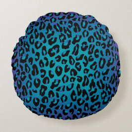 Leopard Animal Print Stijlvol Paars Ombre Rond Kussen