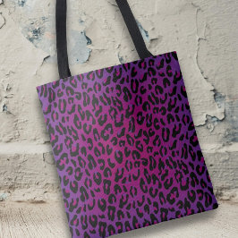 Leopard Animal Print Stijlvolle Roze Paarse Ombre Tote Bag
