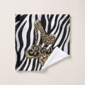 Leopard Animal Print Towel Set Boss High Hiel Bad Handdoek (Wasdoekje)