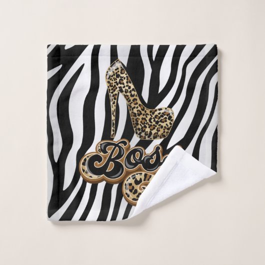 Leopard Animal Print Towel Set Boss High Hiel Bad Handdoek (Wasdoekje)