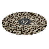 Leopard Animal Print With Black Faux Foil Monogram Snijplank (Hoek)