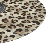 Leopard Animal Print With Black Faux Foil Monogram Snijplank (Hoek)
